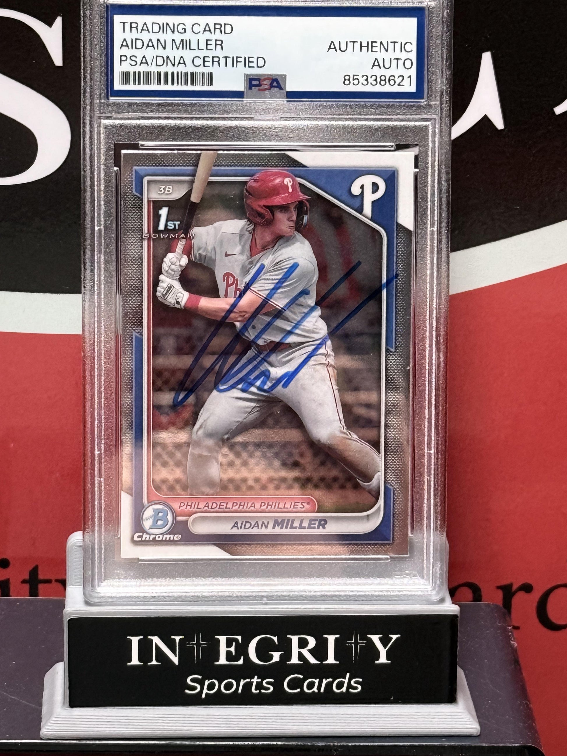 Bowman draft chrome #BCP-27 Aidan Miller Authenticated autograph