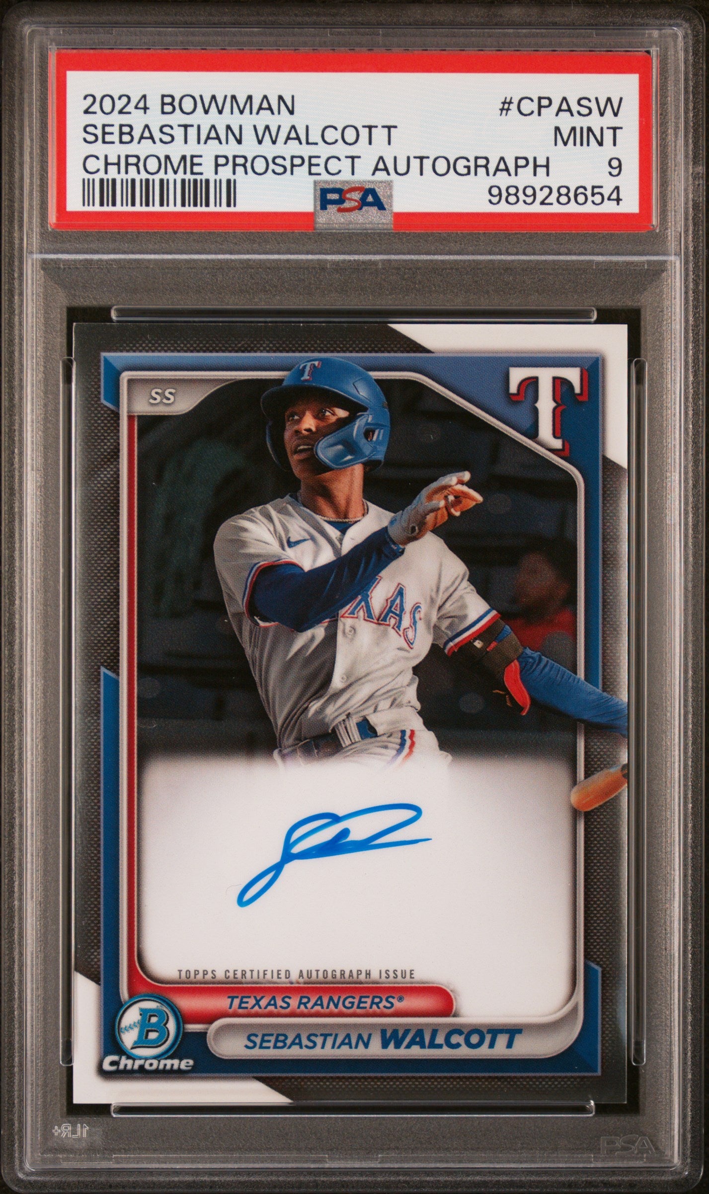 2024 Bowman Chrome Prospect Autographs #CPASW Sebastian Walcott PSA 9