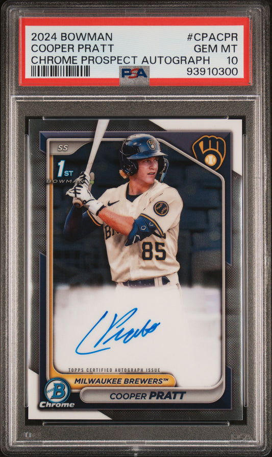 2024 Bowman Chrome Prospect Autographs #CPACPR Cooper Pratt PSA 10