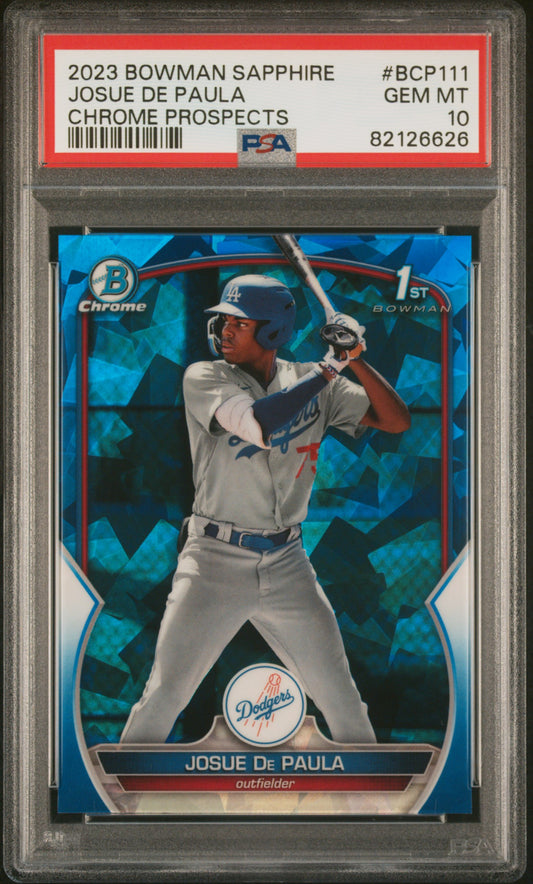 2023 Bowman Sapphire Edition Chrome Prospects #BCP111 Josue De Paula PSA 10
