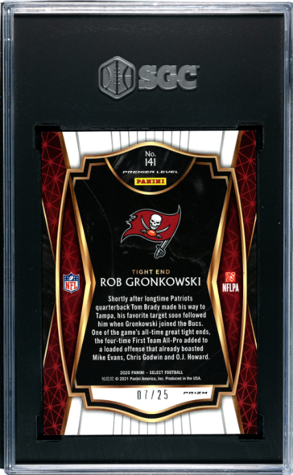 2020 Panini Select #141 Rob Gronkowski Blue Disco Prizm SGC 10