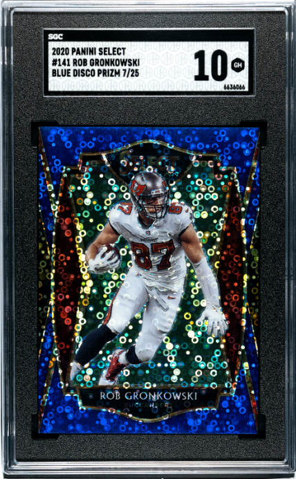 2020 Panini Select #141 Rob Gronkowski Blue Disco Prizm SGC 10