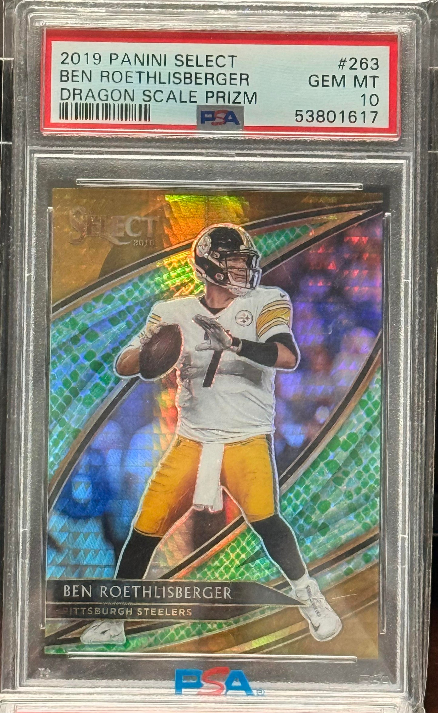 2019 Panini Select #263 Ben Roethlisberger Dragon Scale Prizm PSA 10