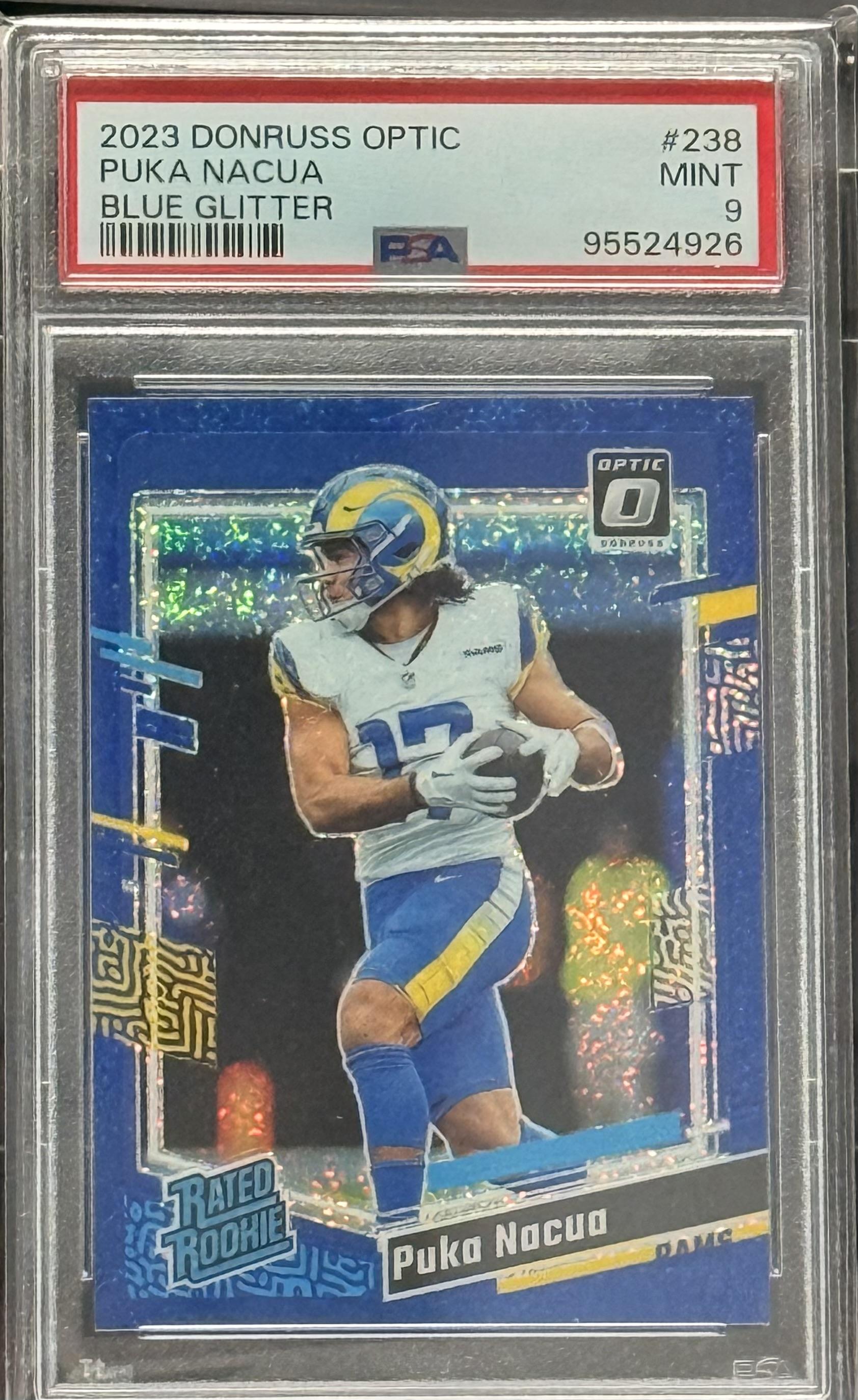 2023 Panini Donruss Optic #238 Puka Nacua Blue Glitter PSA 9