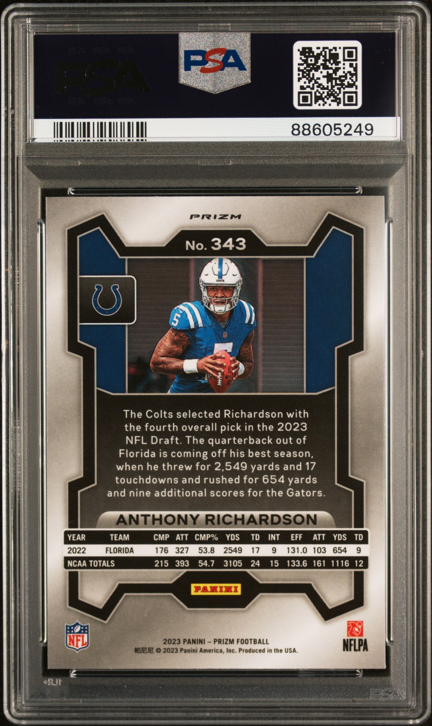 2023 Panini Prizm #343 Anthony Richardson Lazer Prizm PSA 10
