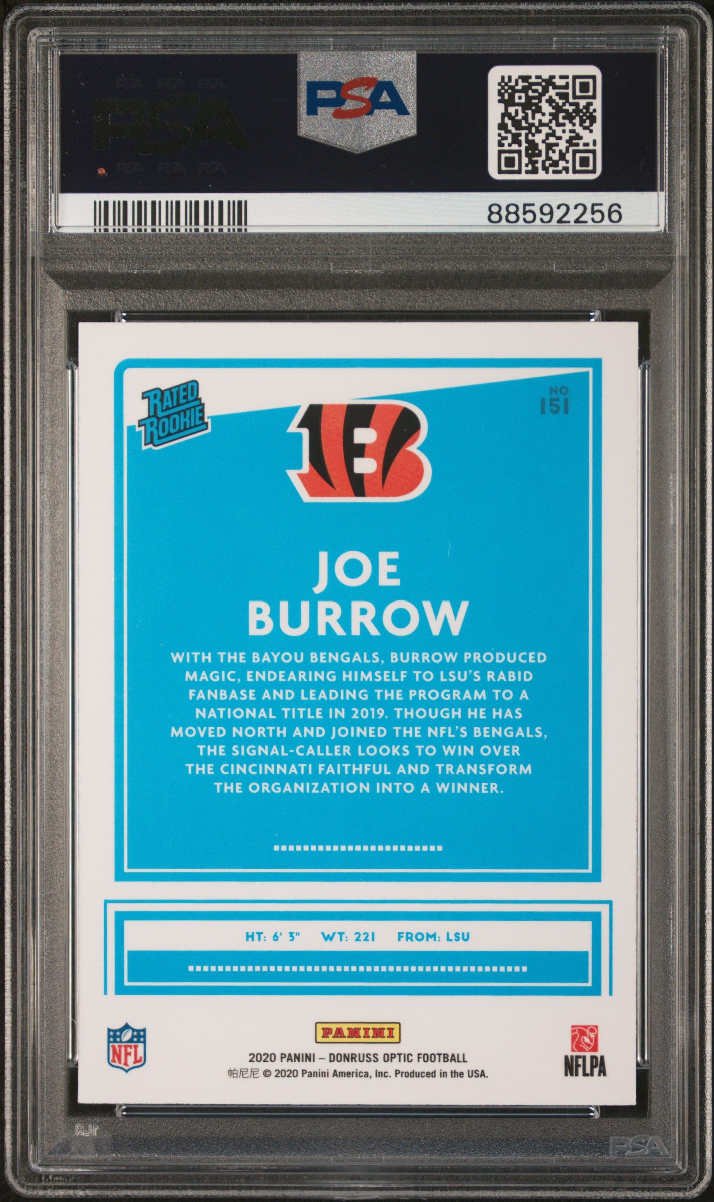 2020 Panini Donruss Optic #151 Joe Burrow PSA 10
