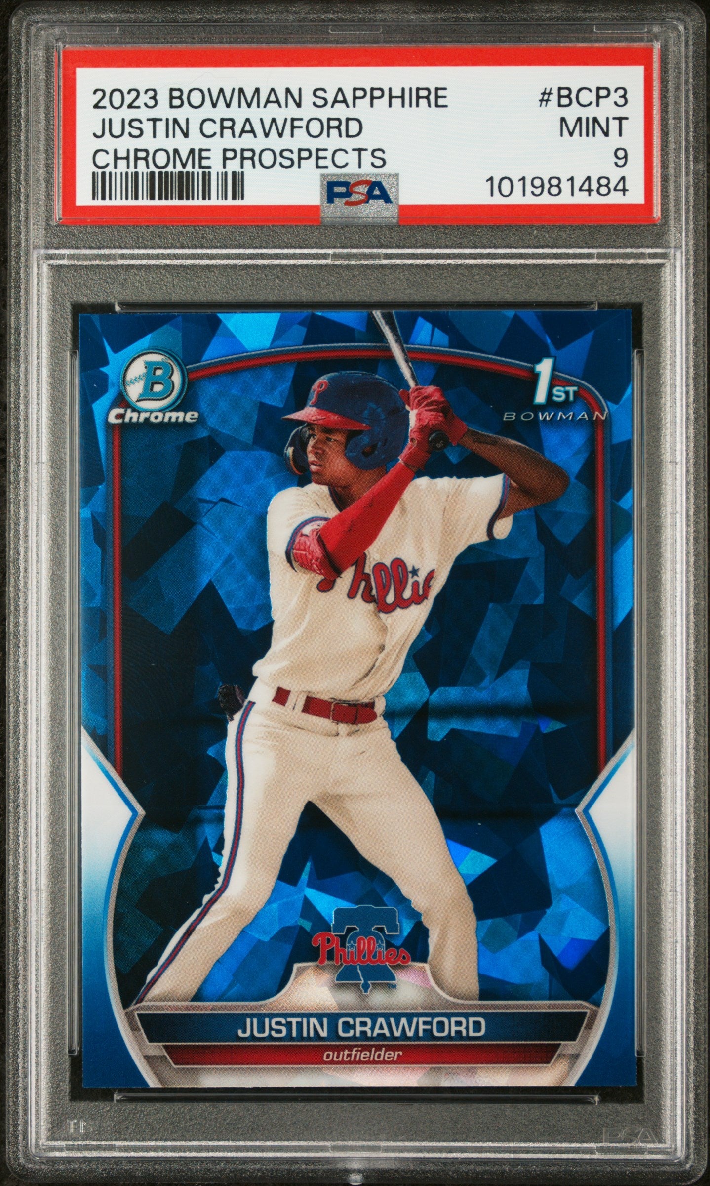 2023 Bowman Sapphire Edition Chrome Prospects #BCP3 Justin Crawford PSA 9