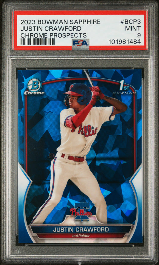 2023 Bowman Sapphire Edition Chrome Prospects #BCP3 Justin Crawford PSA 9