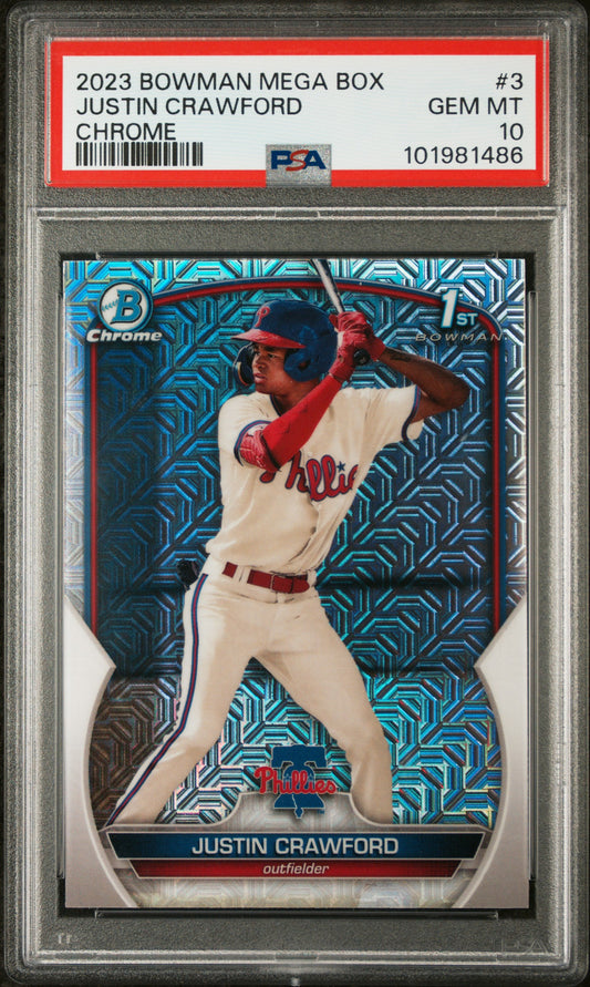 2023 Bowman Mega Box Chrome #3 Justin Crawford Chrome PSA 10