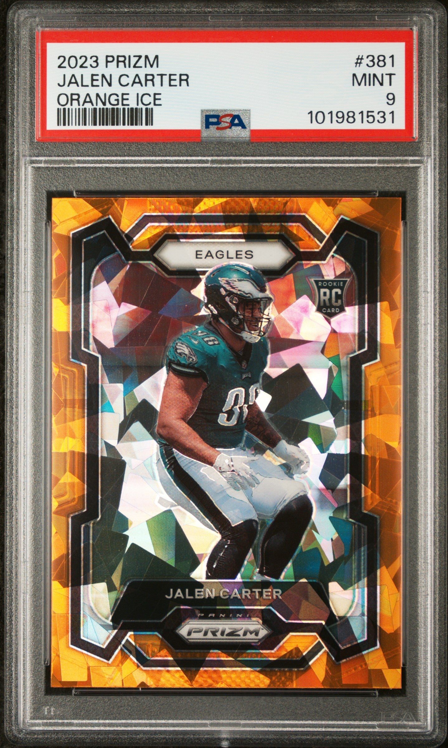 2023 Panini Prizm #381 Jalen Carter Orange Ice PSA 9