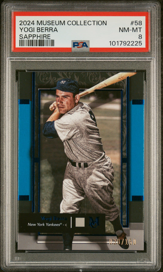 2024 Topps Museum Collection #58 Yogi Berra Sapphire PSA 8