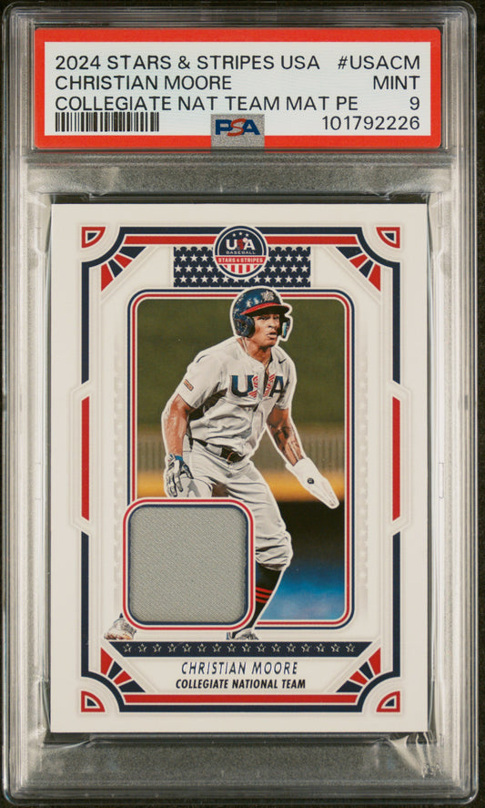 2024 Panini Stars & Stripes Usa Materials Pe #USACM Christian Moore PSA 9