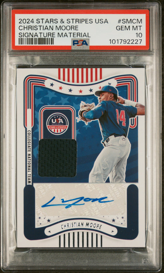 2024 Panini Stars & Stripes Usa Signature Materials #SMCM Christian Moore PSA 10
