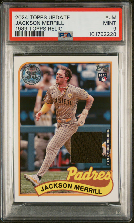 2024 Topps Update 1989 Topps Baseball Relics #JM Jackson Merrill PSA 9