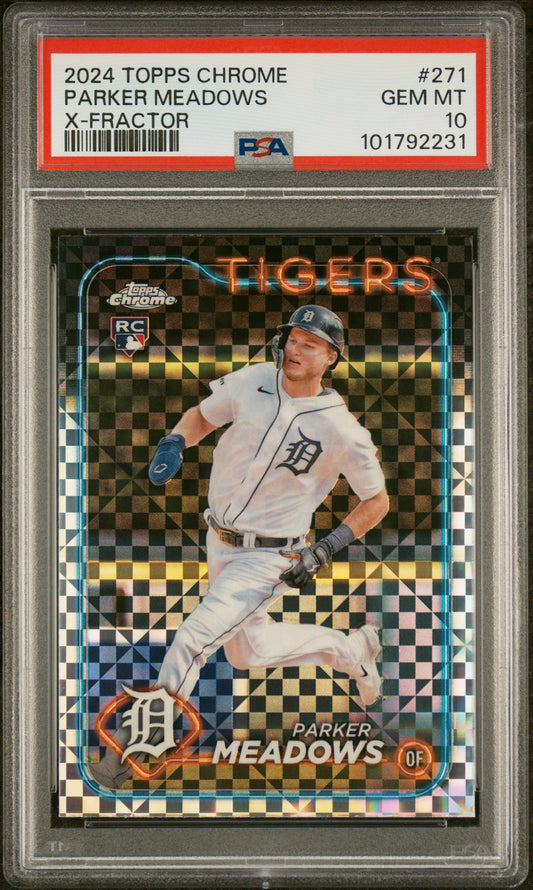 2024 Topps Chrome #271 Parker Meadows X-Fractor PSA 10