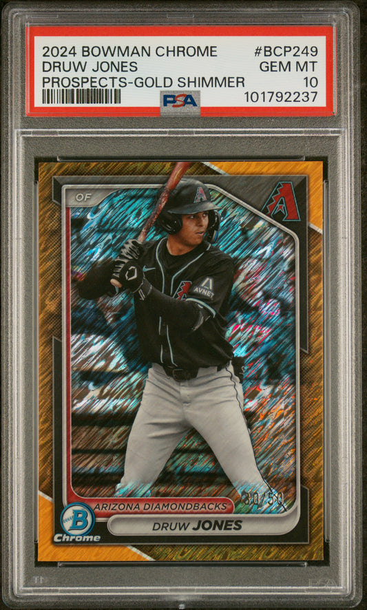 2024 Bowman Chrome Prospects #BCP249 Druw Jones Prospects-Gold Shimmer PSA 10