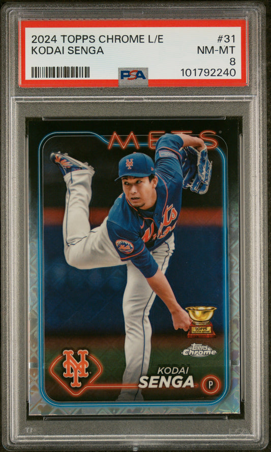2024 Topps Chrome Logofractor Edition #31 Kodai Senga PSA 8