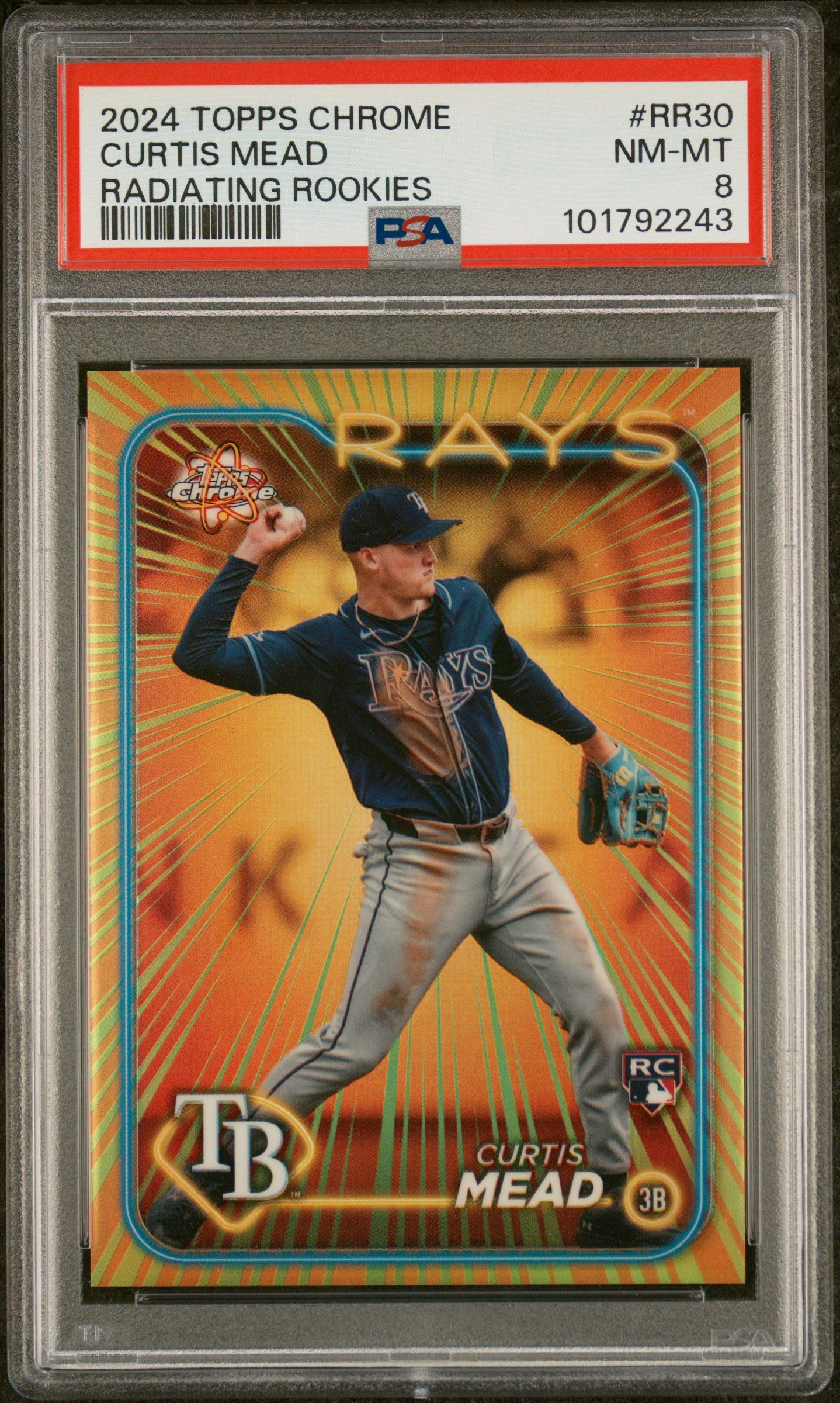 2024 Topps Chrome Radiating Rookies #RR30 Curtis Mead Update PSA 8