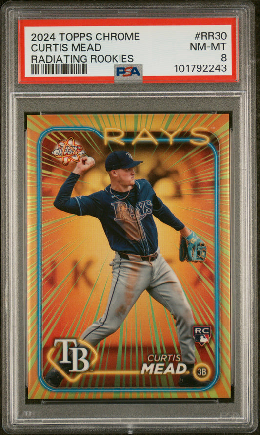 2024 Topps Chrome Radiating Rookies #RR30 Curtis Mead Update PSA 8