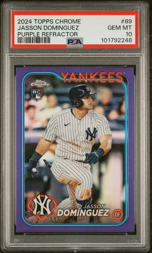 2024 Topps Chrome #89 Jasson Dominguez Purple Refractor PSA 10