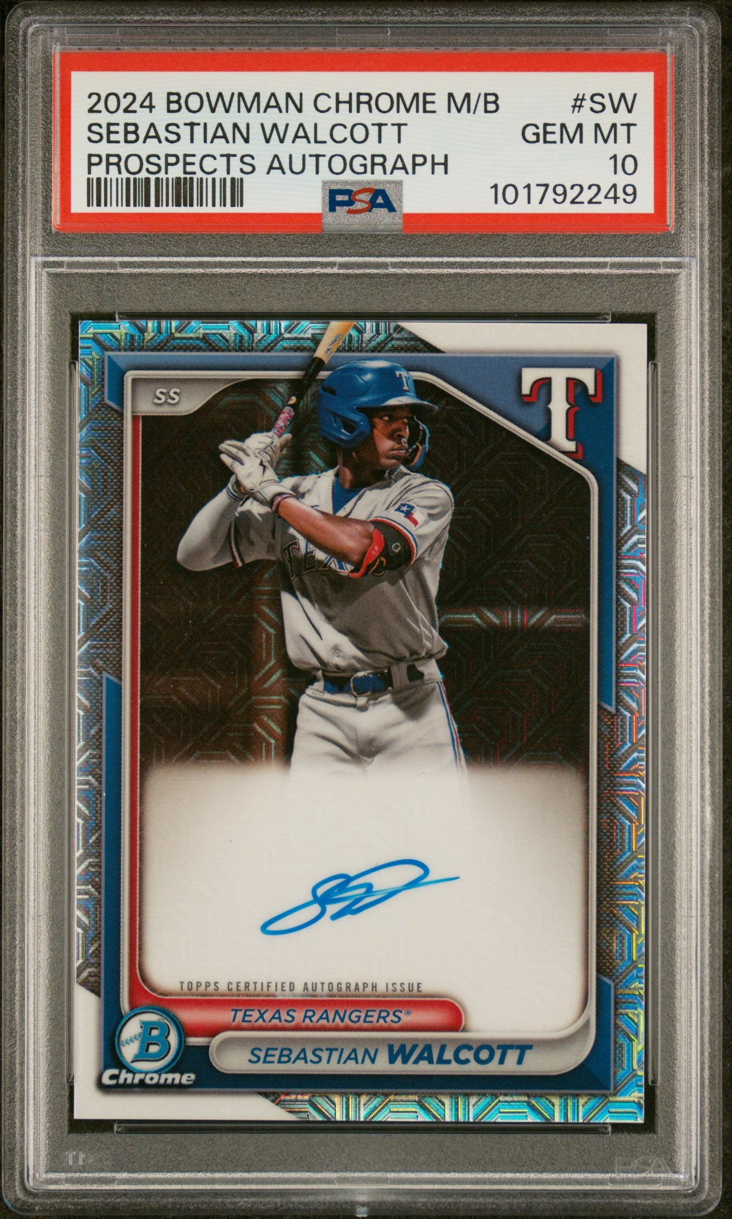 2024 Bowman Mega Box Chrome Bowman Mega Autographs #SW Sebastian Walcott PSA 10