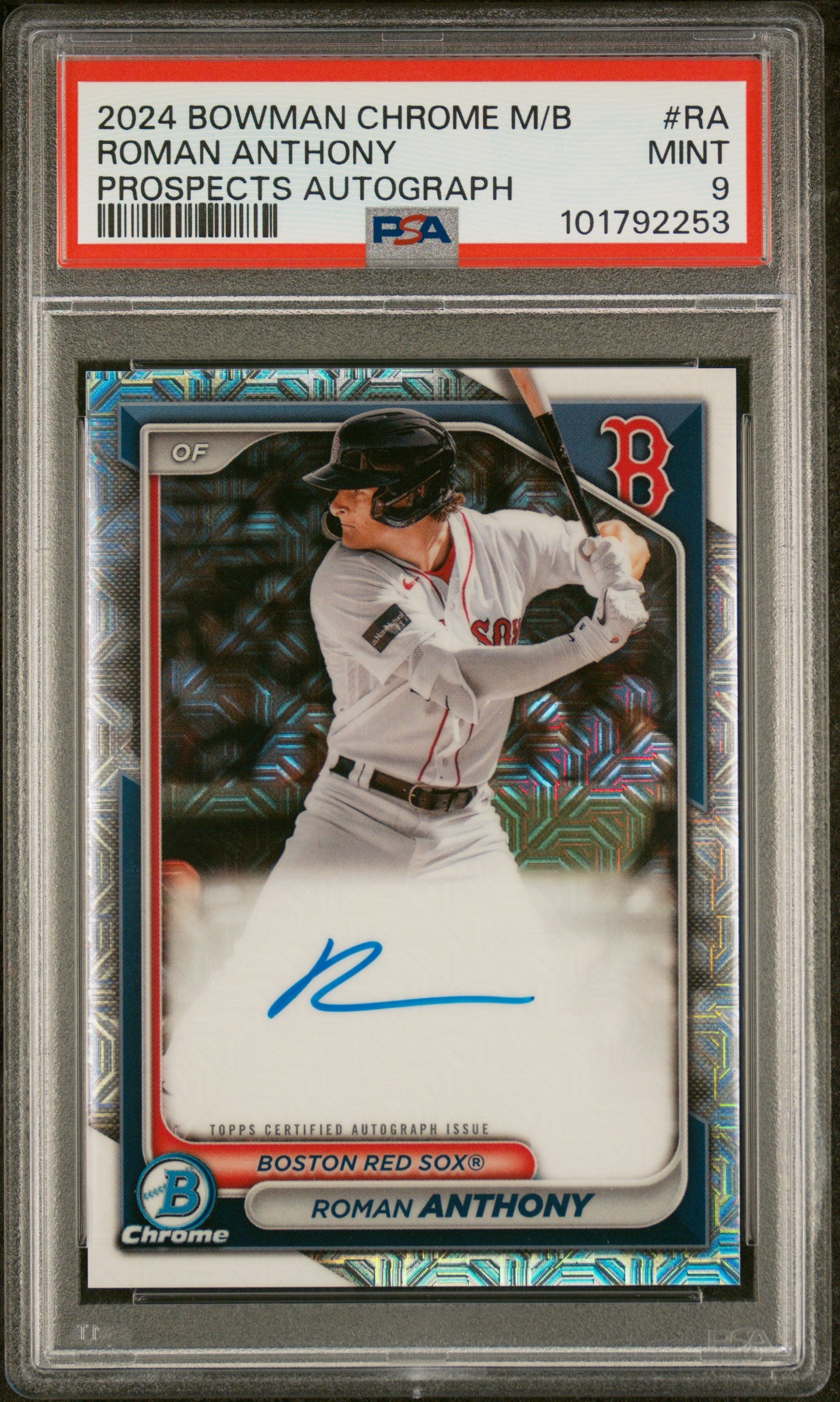 2024 Bowman Chrome Mega #RA Roman Anthony Chrome Autograph PSA 9