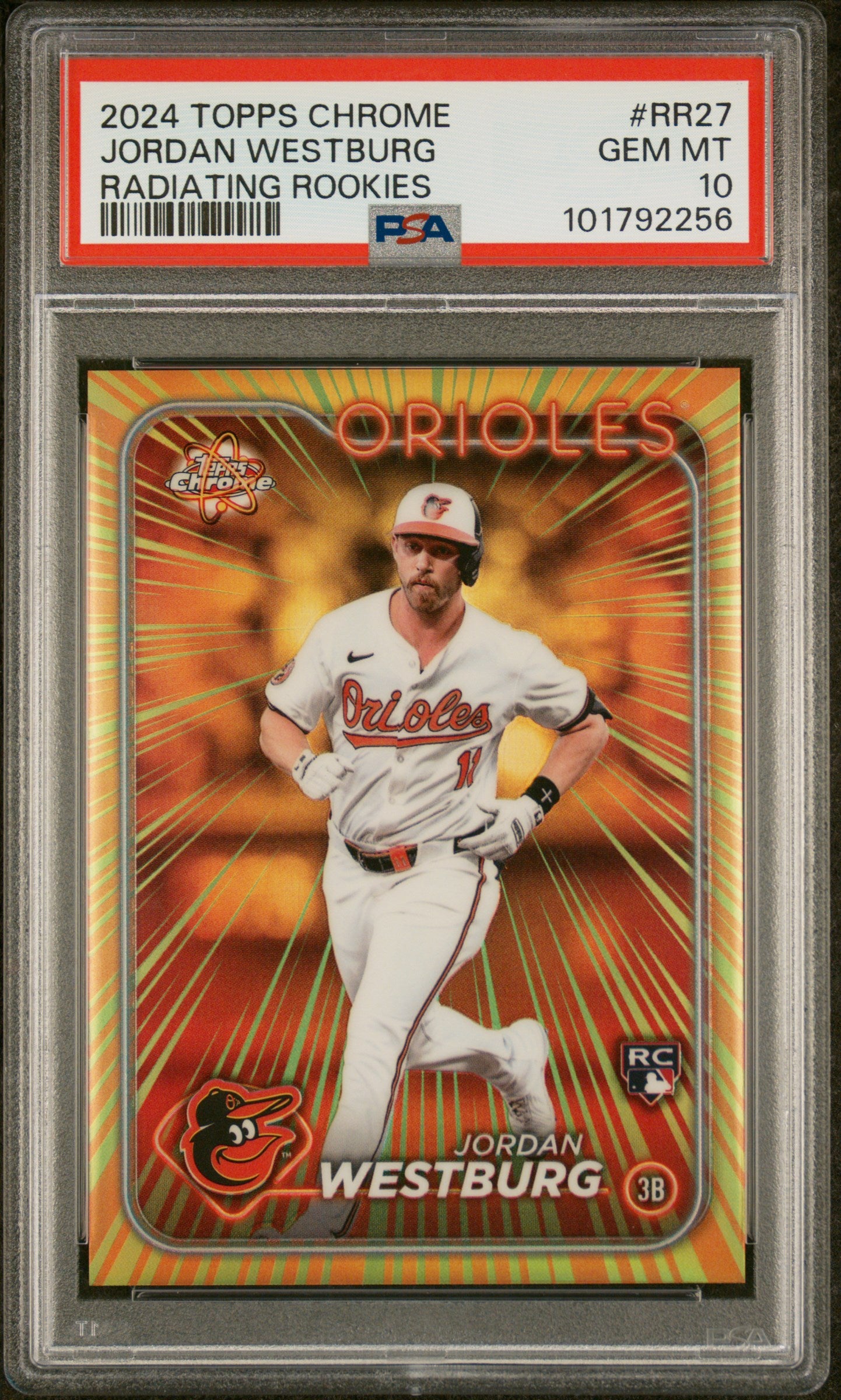 2024 Topps Chrome Radiating Rookies #RR27 Jordan Westburg Update PSA 10