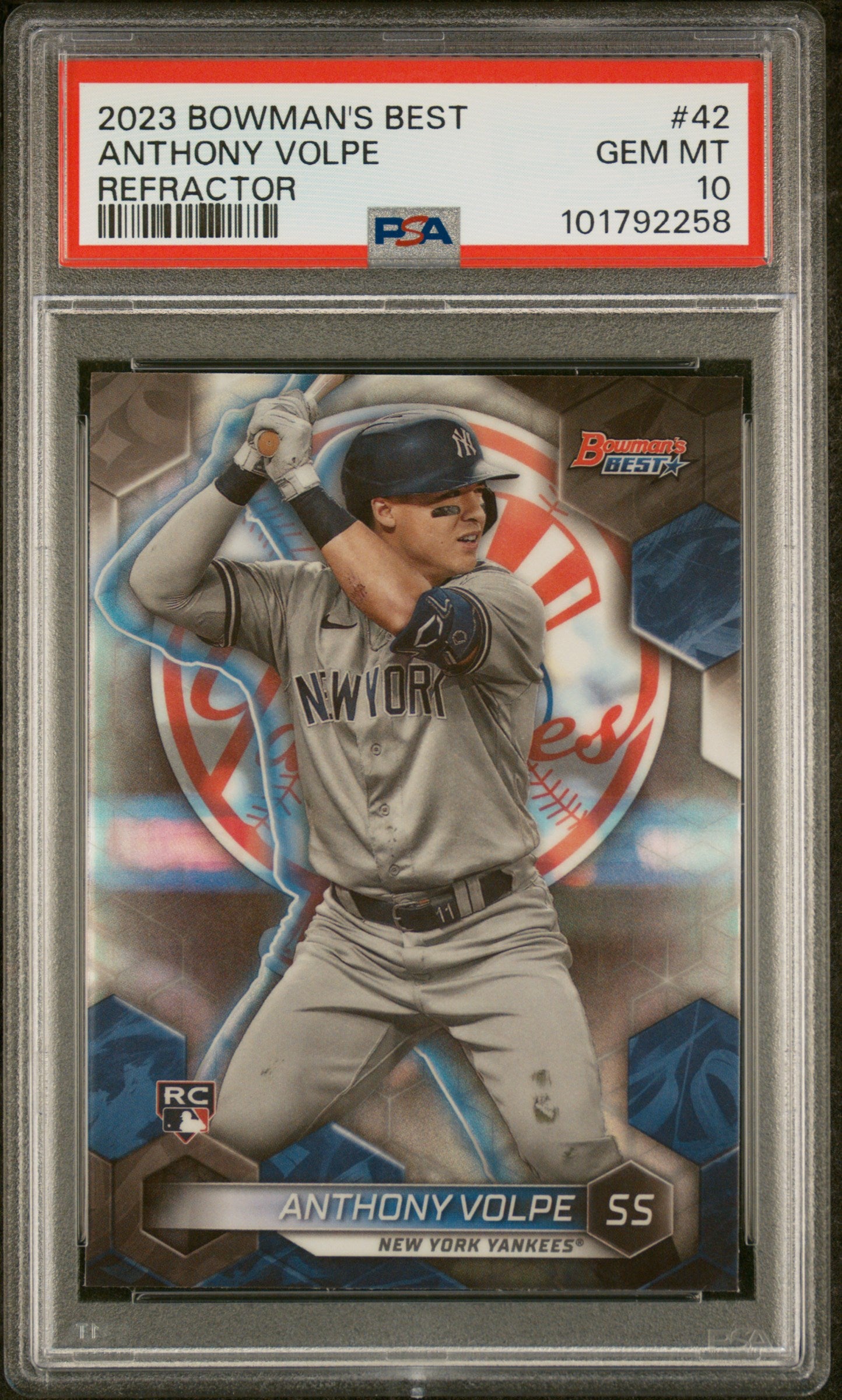 2023 Bowman'S Best #42 Anthony Volpe Refractor PSA 10