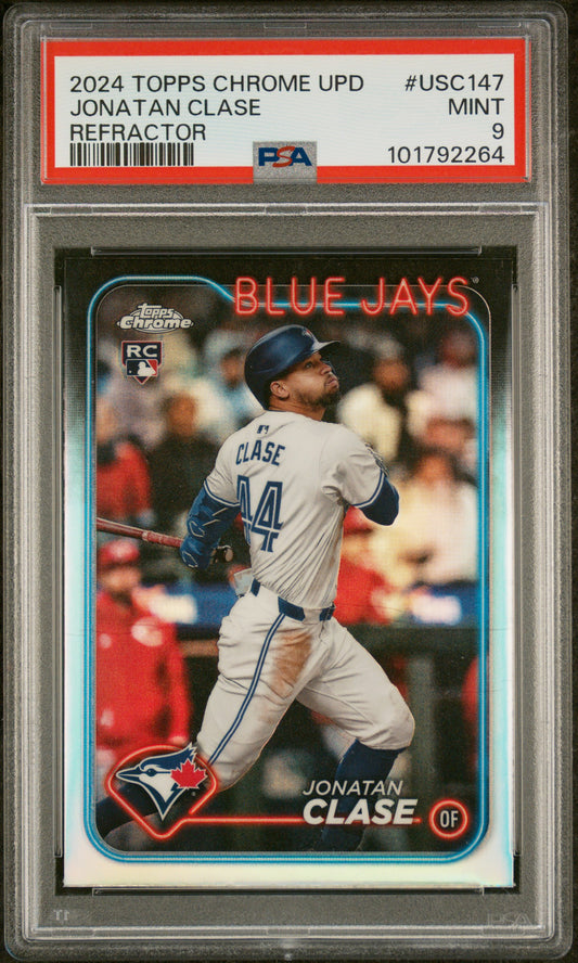 2024 Topps Chrome Update #USC147 Jonatan Clase Refractor PSA 9