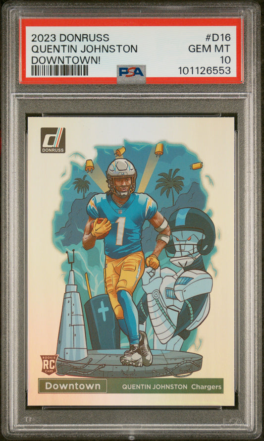 2023 Panini Donruss Downtown! #D16 Quentin Johnston PSA 10