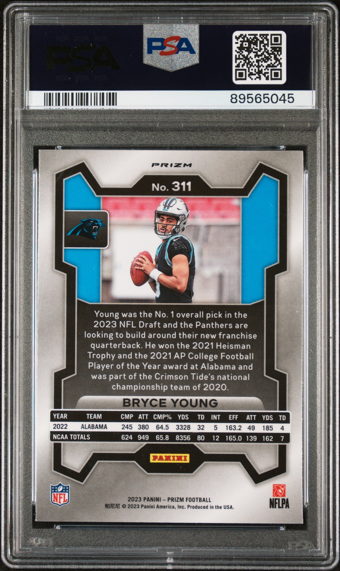 2023 Panini Prizm #311 Bryce Young Purple Pulsar PSA 10