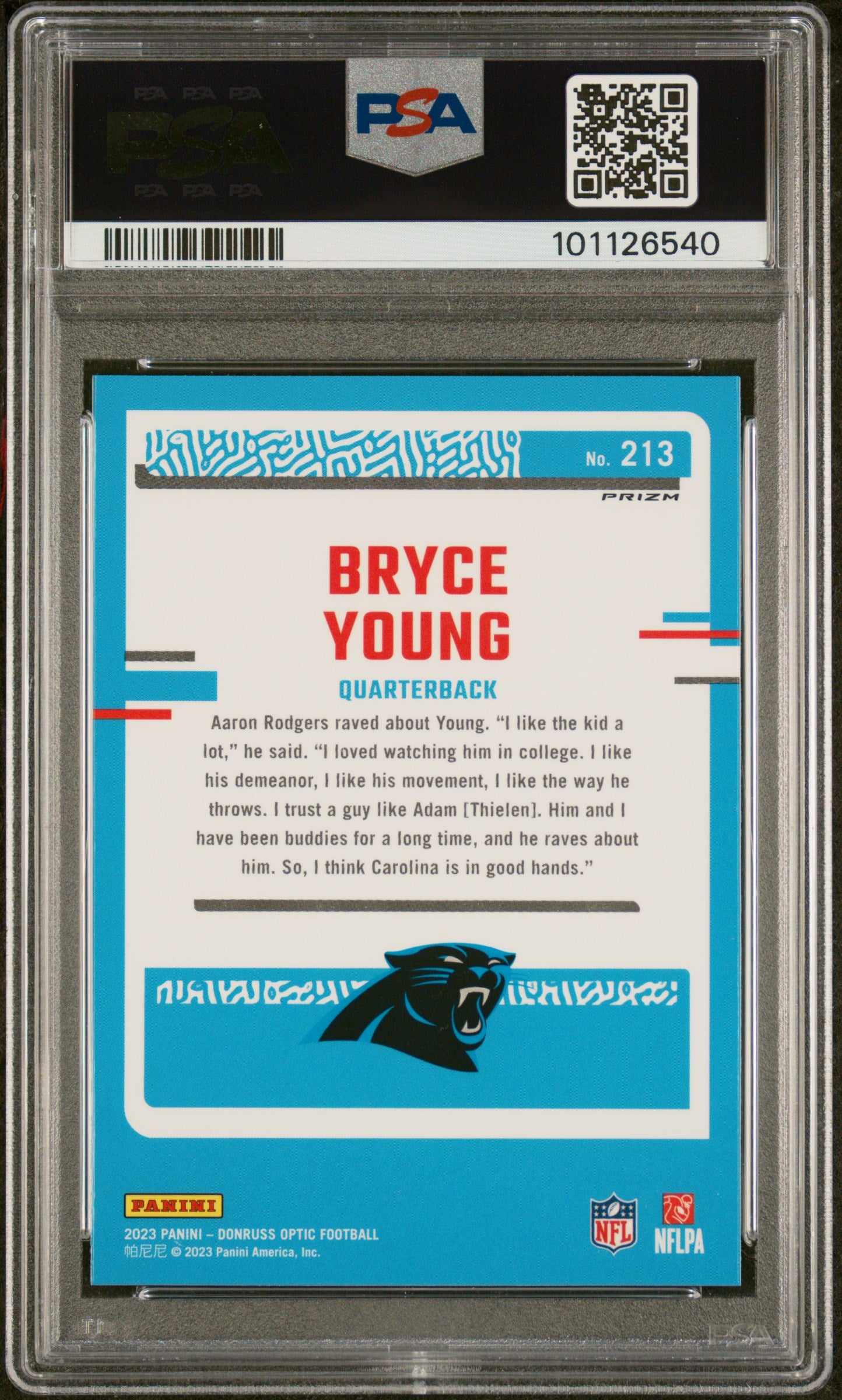 2023 Panini Donruss Optic #213 Bryce Young Holo PSA 10