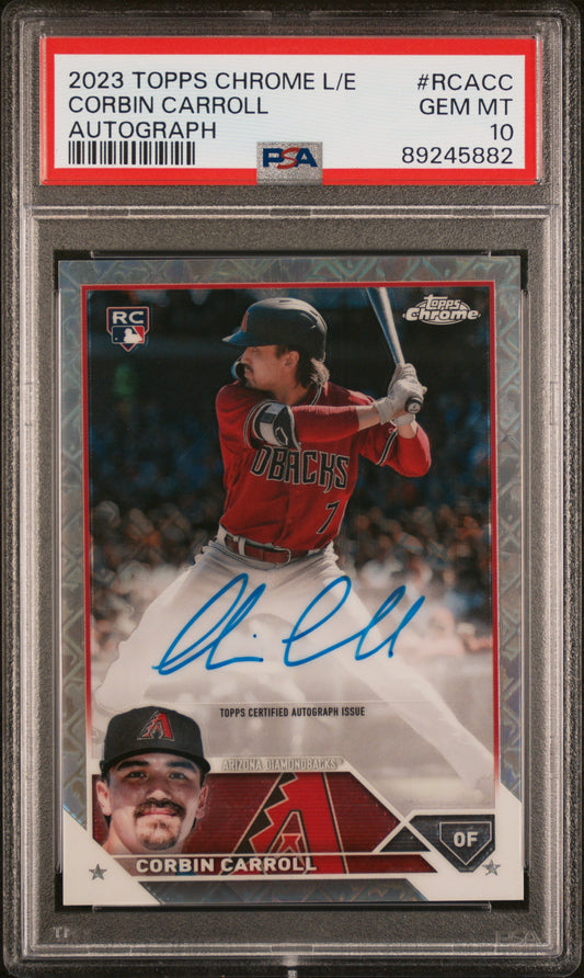 2023 Topps Chrome Logofractor Edition Autograph #RCACC Corbin Carroll PSA 10