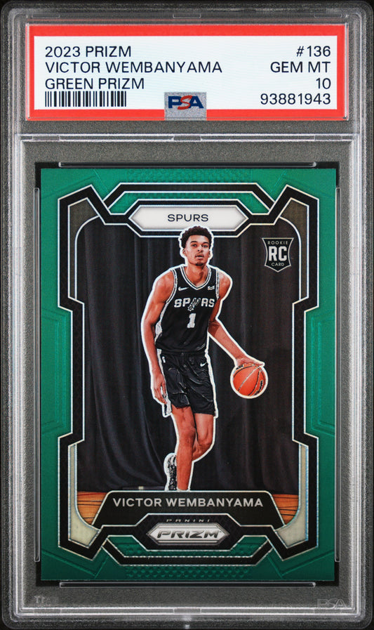 2023 Panini Prizm #136 Victor Wembanyama Green Prizm PSA 10