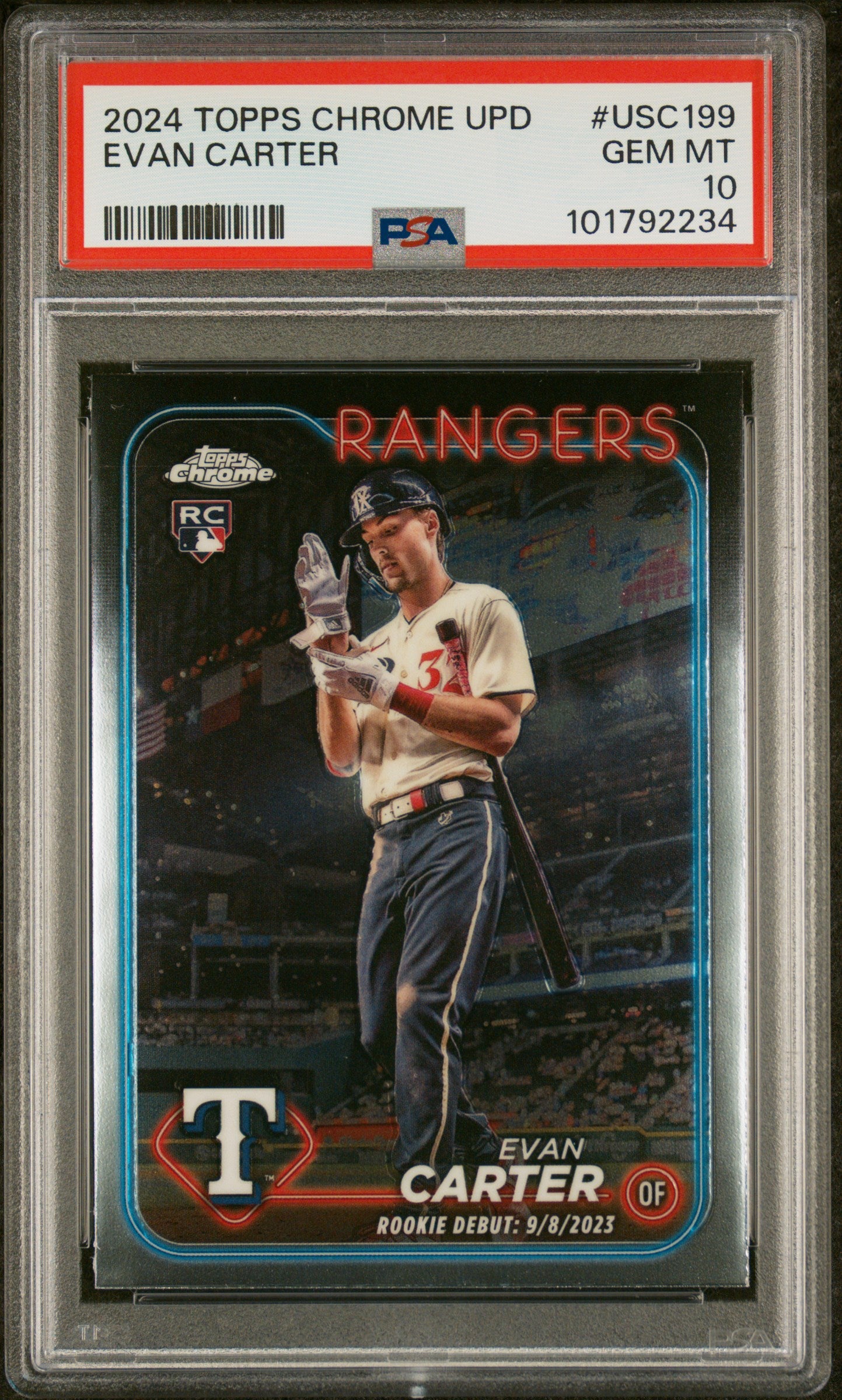 2024 Topps Chrome Update #USC199 Evan Carter PSA 10
