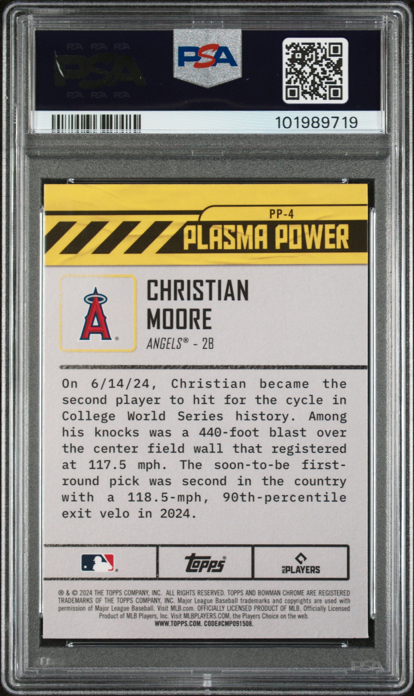 2024 Bowman Draft Plasma Power #PP4 Christian Moore PSA 8