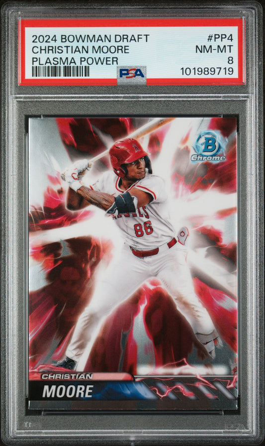 2024 Bowman Draft Plasma Power #PP4 Christian Moore PSA 8