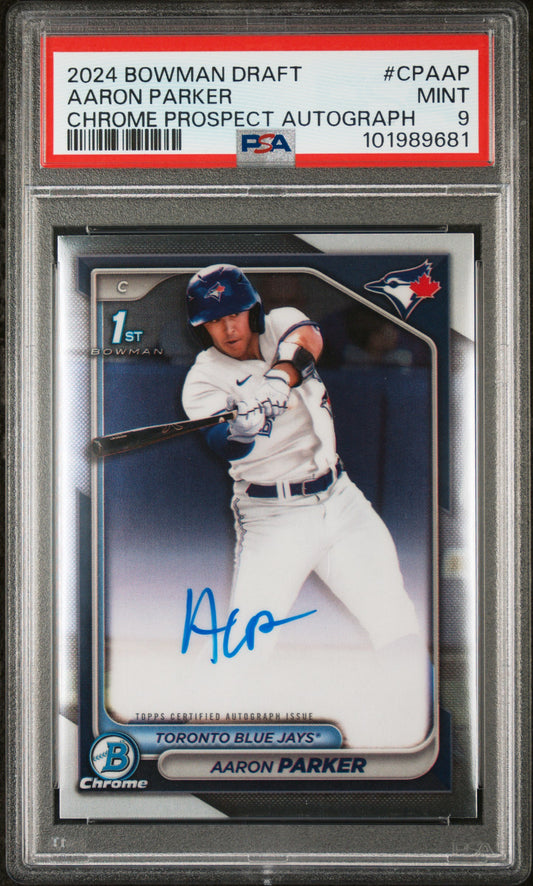 2024 Bowman Draft Chrome Prospect Autographs #CPAAP Aaron Parker PSA 9