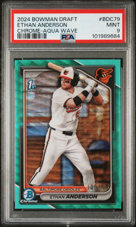 2024 Bowman Draft #BDC79 Ethan Anderson Chrome-Aqua Wave PSA 9