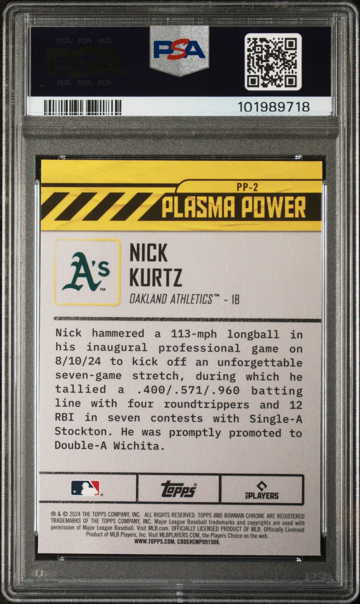 2024 Bowman Draft Plasma Power #PP2 Nick Kurtz PSA 10