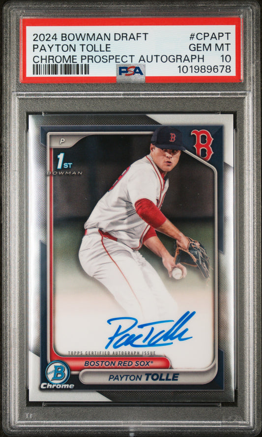 2024 Bowman Draft Chrome Prospect Autographs #CPAPT Payton Tolle PSA 10