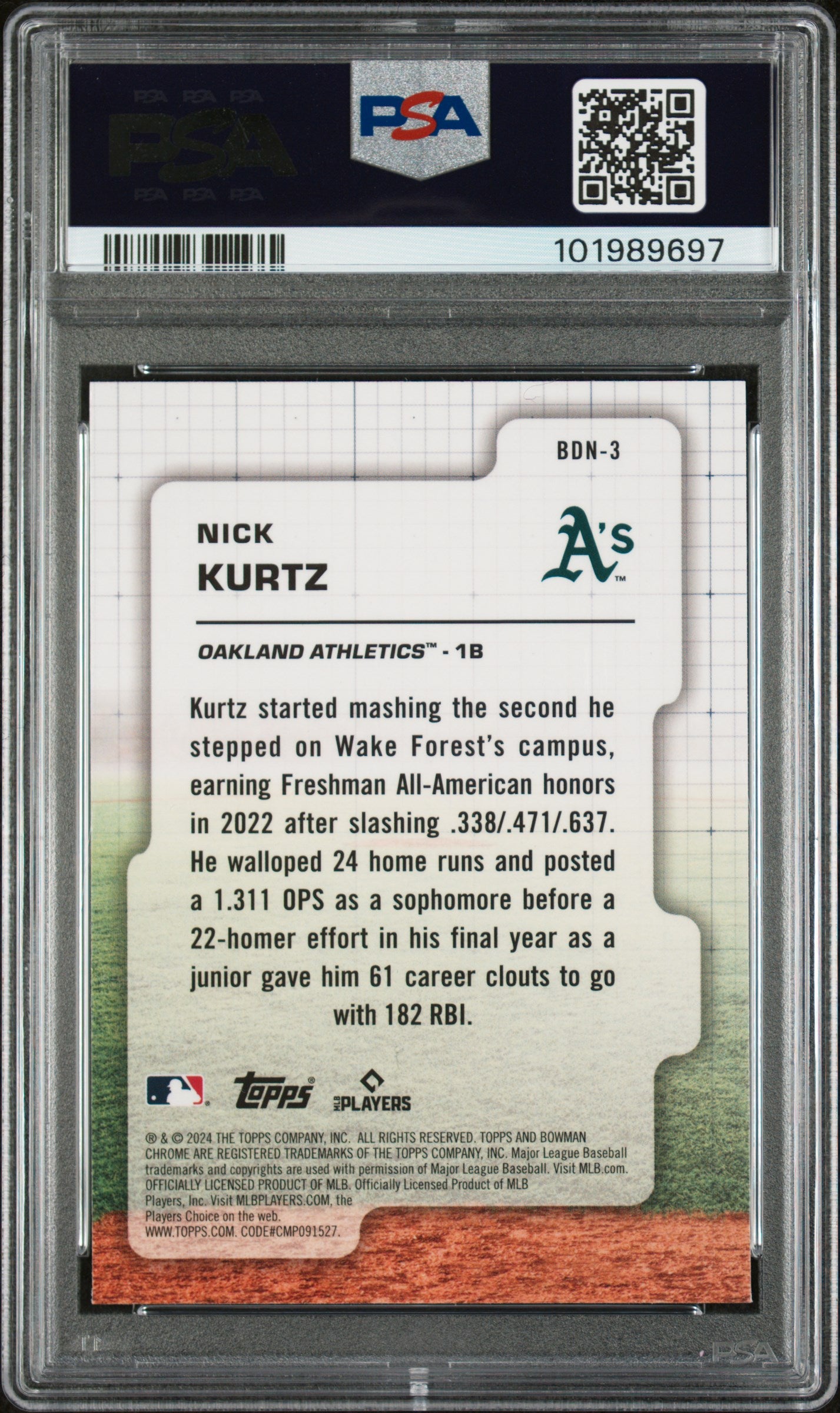 2024 Bowman Draft Bowman Draft Night #BDN3 Nick Kurtz PSA 8