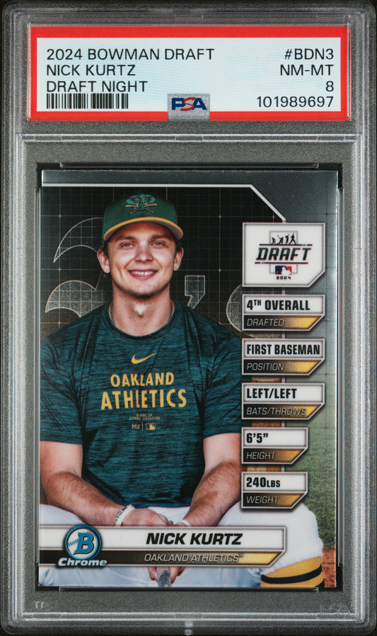 2024 Bowman Draft Bowman Draft Night #BDN3 Nick Kurtz PSA 8