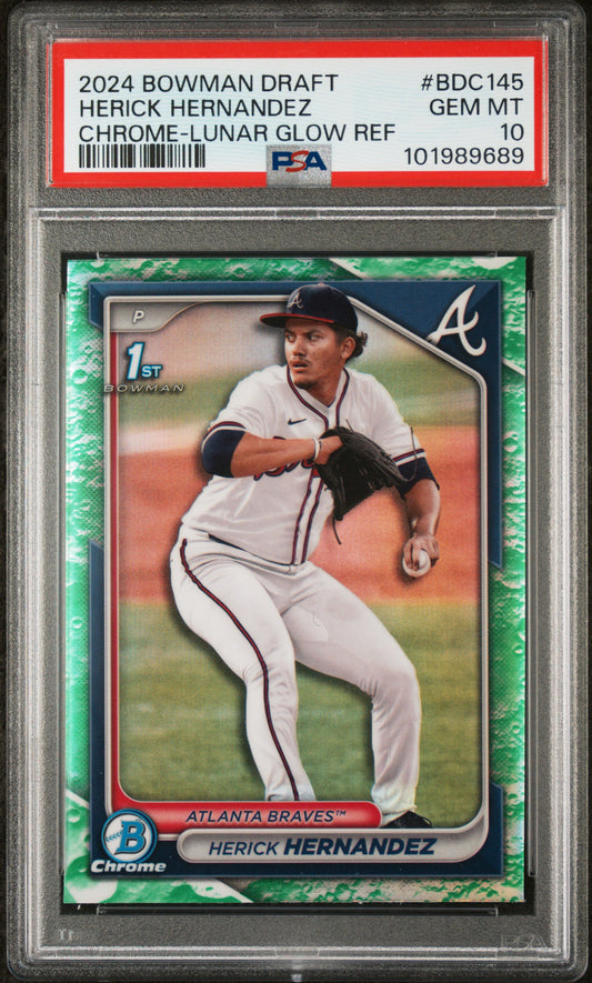 2024 Bowman Draft #BDC145 Herick Hernandez Chrome-Lunar Glow Ref PSA 10