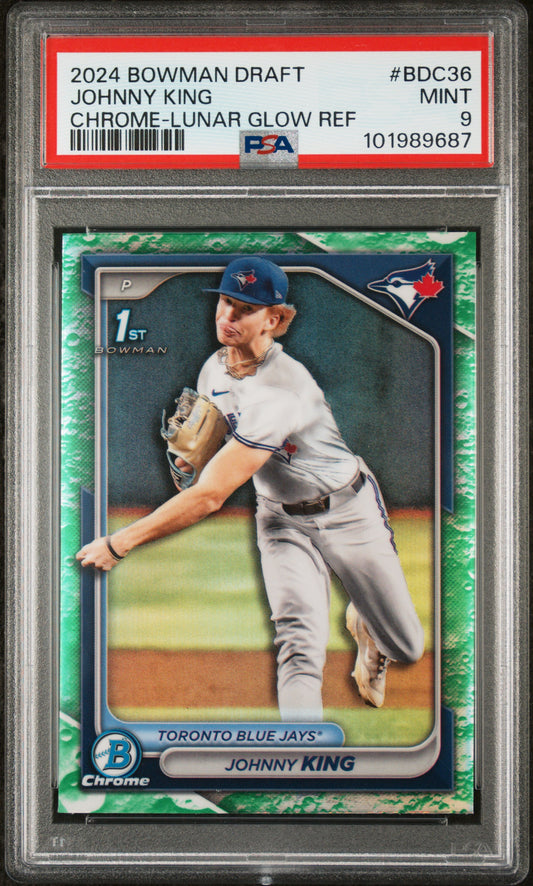 2024 Bowman Draft #BDC36 Johnny King Chrome-Lunar Glow Ref PSA 9