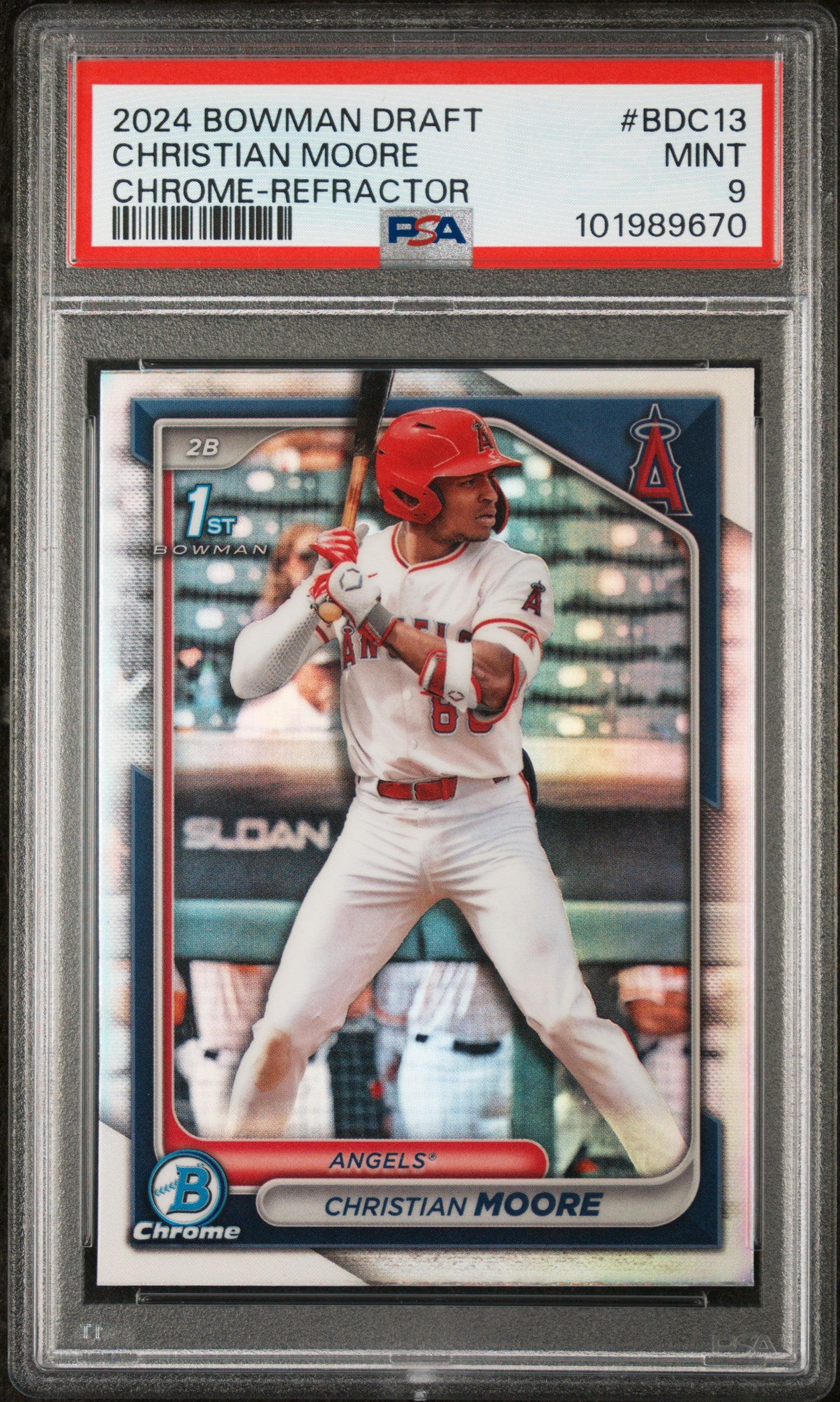 2024 Bowman Draft #BDC13 Christian Moore Chrome-Refractor PSA 9