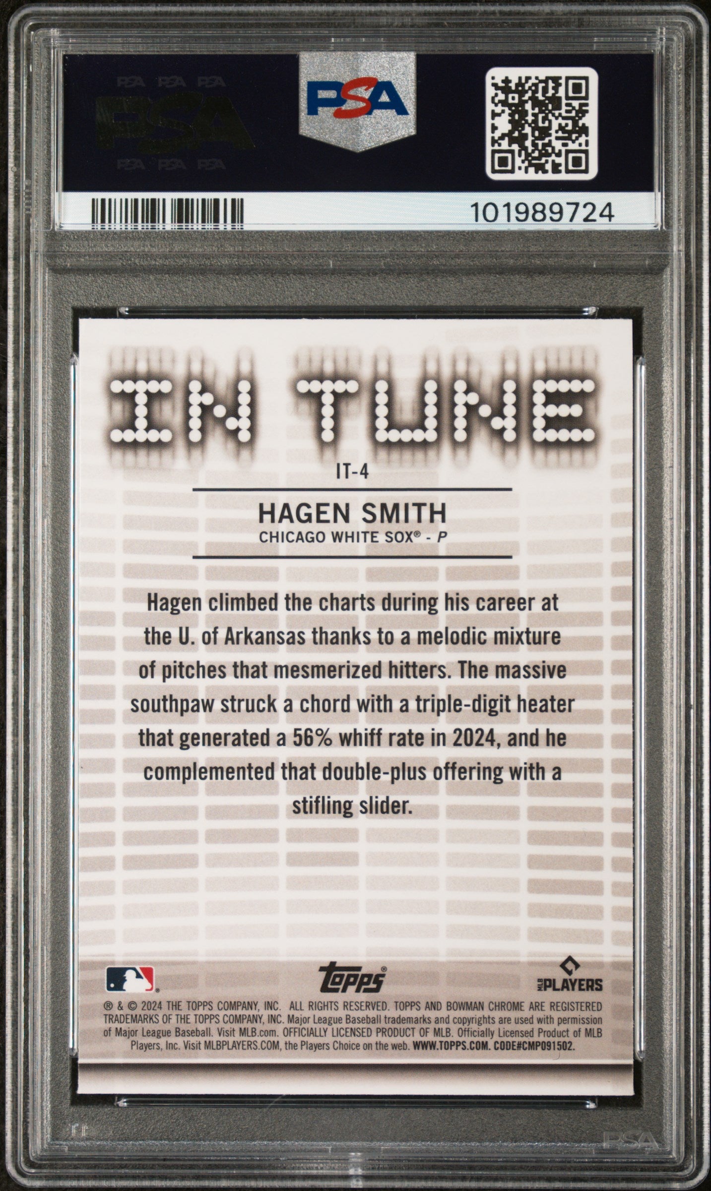 2024 Bowman Draft In Tune #IT4 Hagen Smith PSA 8