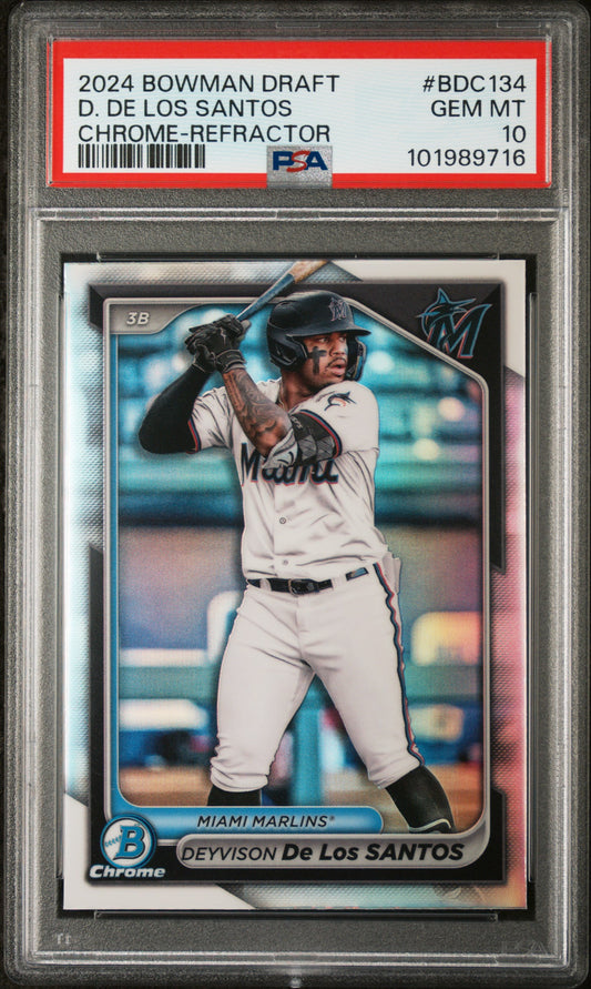 2024 Bowman Draft #BDC134 D. De Los Santos Chrome-Refractor PSA 10