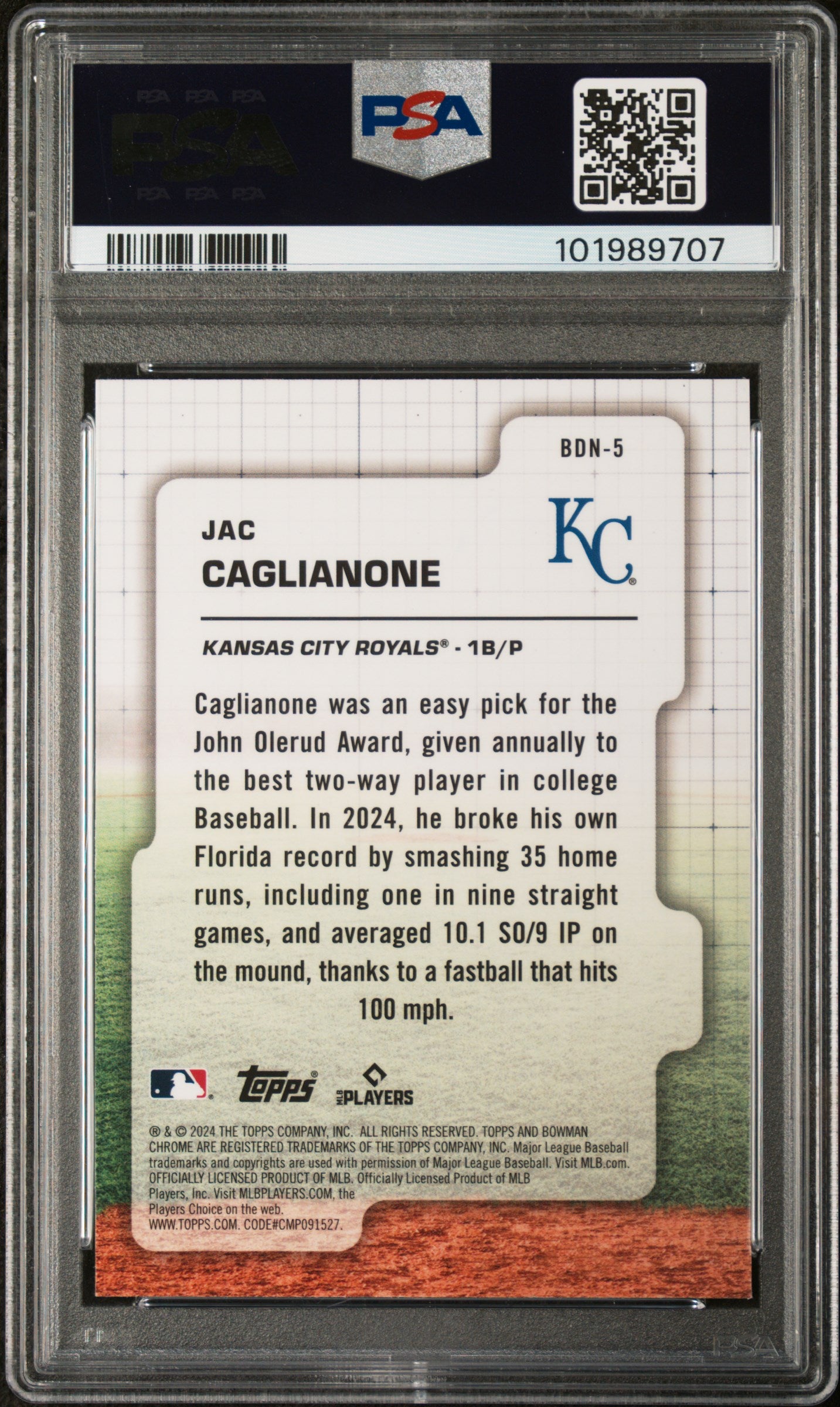 2024 Bowman Draft Bowman Draft Night #BDN5 Jac Caglianone PSA 10