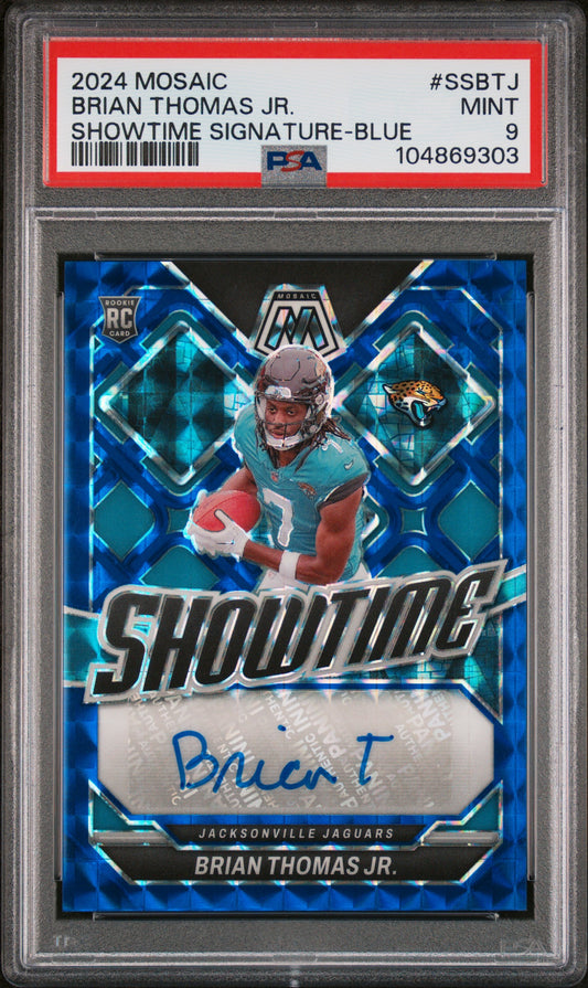 2024 Panini Mosaic #SSBTJ Brian Thomas Jr. Showtime Signature-Blue/99 PSA 9